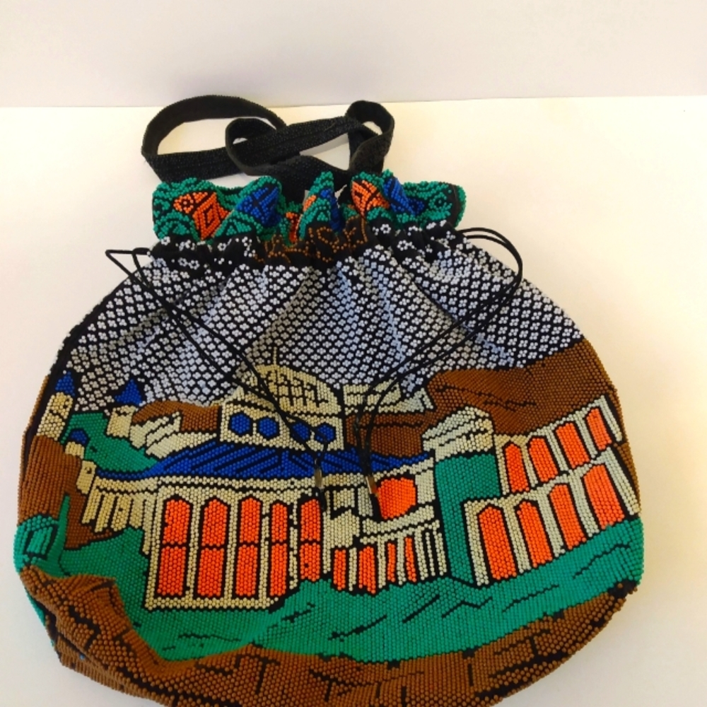 Jerusalem Beaded Drawstring Double Beaded Handle … - image 1